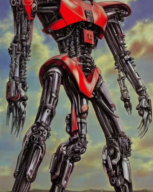 Prompt: mecha from evangelion by hr giger, by julie bell, 4 k, hyper detailed