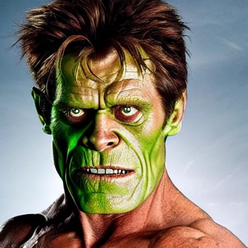 Prompt: willem dafoe as a hulk