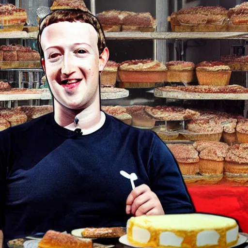 Prompt: Matte painting of obese Mark Zuckerberg eating Cake