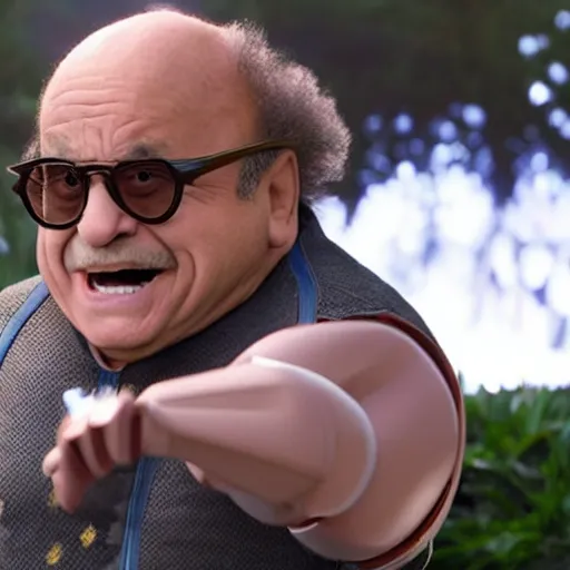 Image similar to Danny Devito playing Doctor Robotnik, in the new action-movie Sonic, full-cosplay