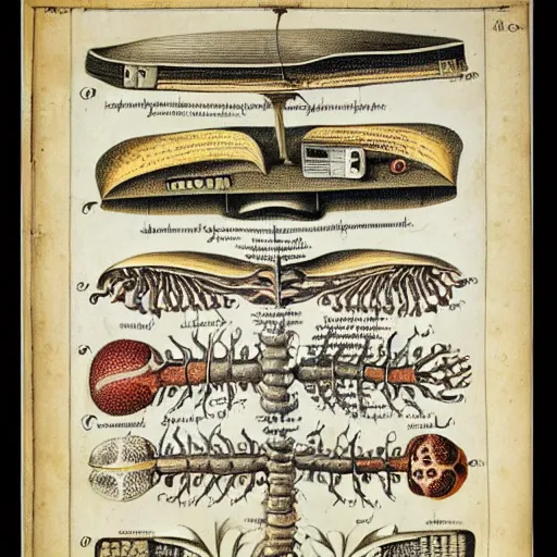 Image similar to anatomical diagram of a laptop, by maria sibylla merian