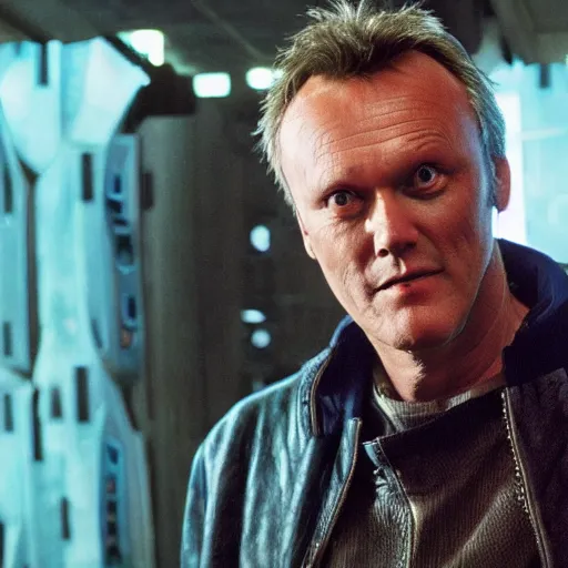 Image similar to Anthony Head as Cyberpunk Uther