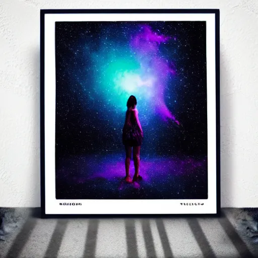 Image similar to A beautiful print. You cannot see the future. You cannot change the past. All of life consists of running into darkness. cosmic nebulae by Tyler Shields loose