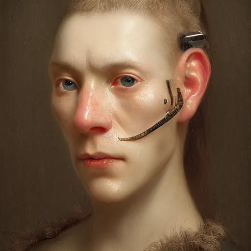 Image similar to Ultra detailed, 4K Portrait of a Cyborg by Rachel Ruysch