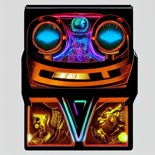 Image similar to sticker of a rock band, name is tripmachine, on the sticker is a 3 d render of a huge futuristic steampunk generator with gears and trippy tubes, 8 k, fluorescent colors, halluzinogenic, multicolored, exaggerated detailed, silk screen art