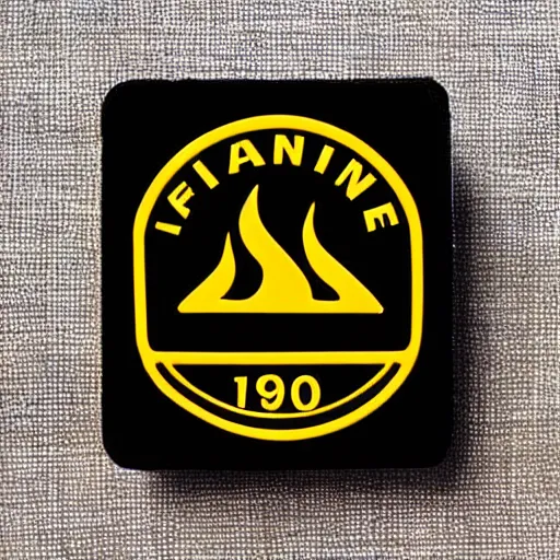 Image similar to a photo of a retro 1 9 6 0 s minimalistic clean fire warning label enamel pin, studio lighting, behance