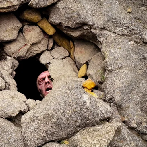 Image similar to man stuck in hole in rock fave, psychological horror