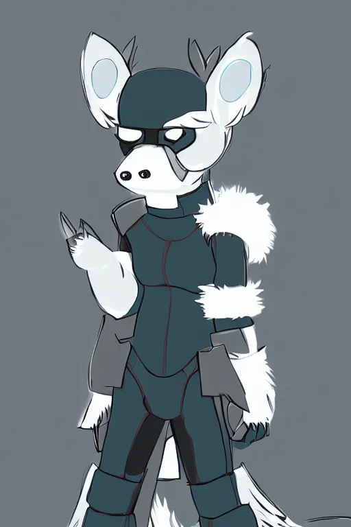 Image similar to a cute cyberpunk anthropomorphic protogen fursona with a fluffy tail, comic art, trending on furaffinity, cartoon, kawaii, backlighting, furry art!!!, cel shading, concept art, lineless