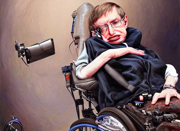 Image similar to a highly detailed beautiful portrait of stephen hawking, james gurney, james jean