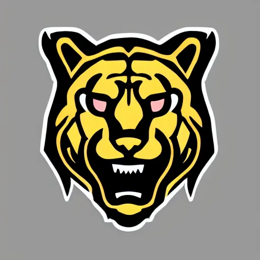 Image similar to a golden panther head logo, sports logo, esports mascot, simplistic, high school mascot,