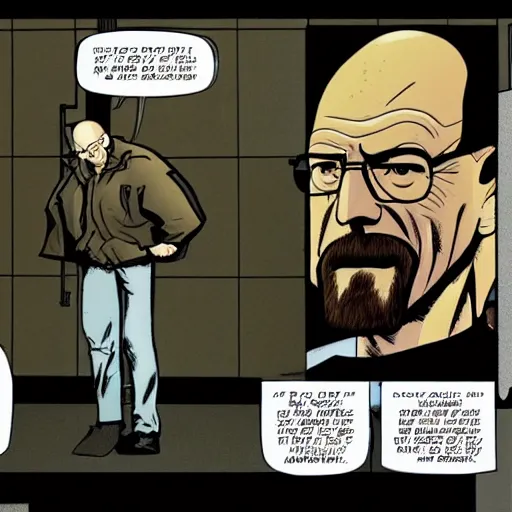 Image similar to Walter White, season 1, episode 1, in a Vertigo comic panel, detailed,