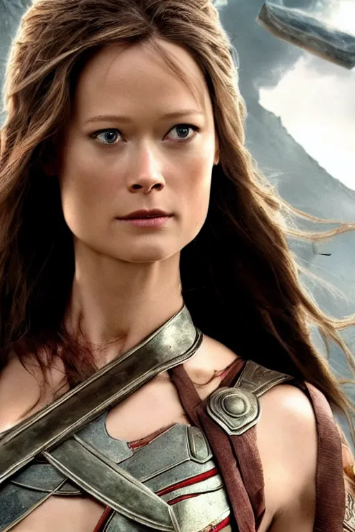 Image similar to summer glau as thor god of war