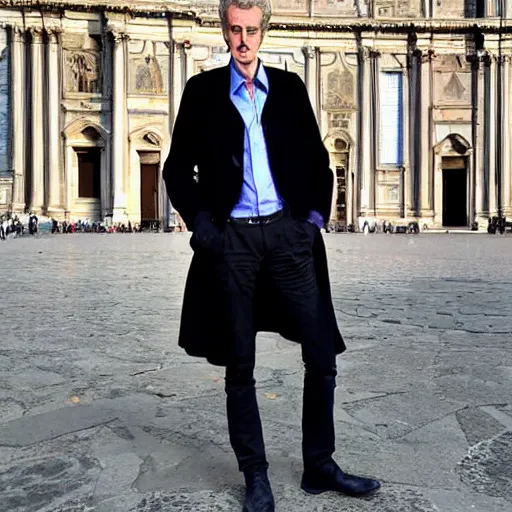 Image similar to portrait of peter capaldi visiting piazza del duomo milan