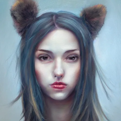 Image similar to playful female portrait art oil paintings and illustrations by bryen frost