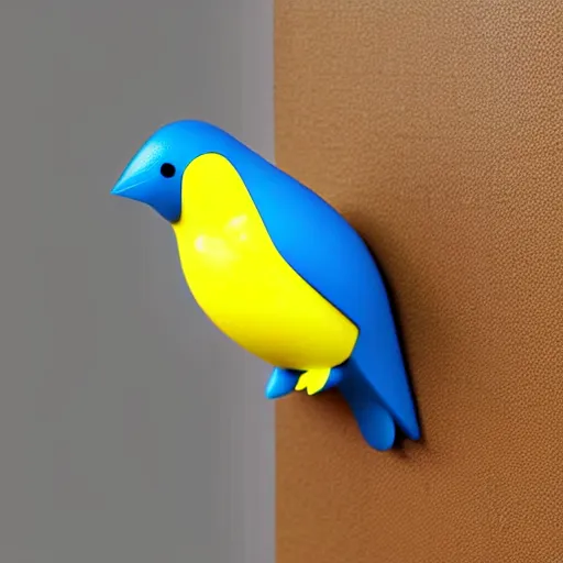 Prompt: Cartoon Blue Canary Night Light in the Outlet by the Light Switch Who Watches Over You