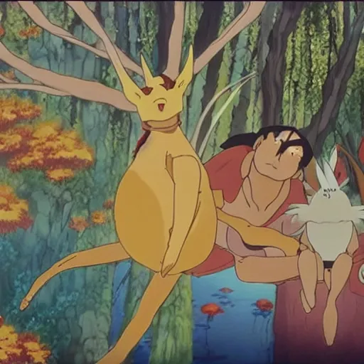 Prompt: screenshot from anime australian aboriginal mythology. dreamtime. studio ghibli. hayao miyazaki