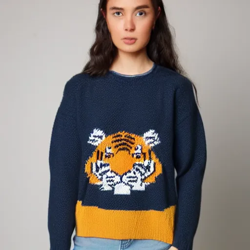 Image similar to knitted tiger jumper