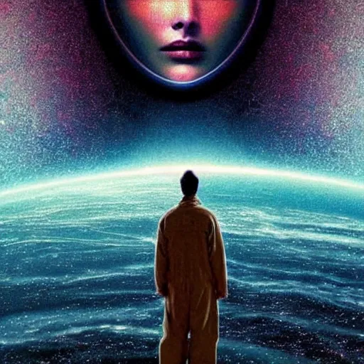 Image similar to beautiful glitch art dream, interstellar, Gerald Brom