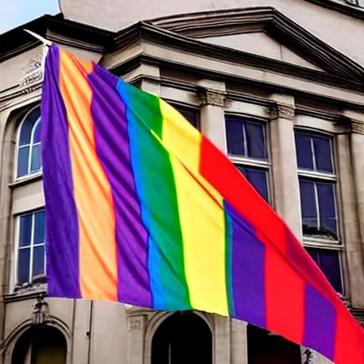 Image similar to beautiful amazing, award - winning photograph of lgbt flag waving in the wind