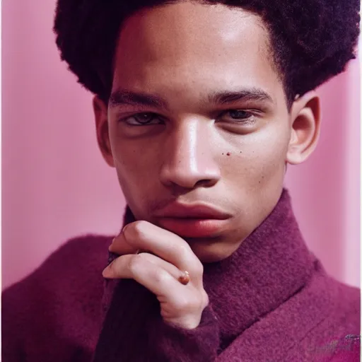 Image similar to realistic photoshoot for a new dior lookbook, color film photography, portrait of a beautiful model, in style of tyler mitchell, 35mm