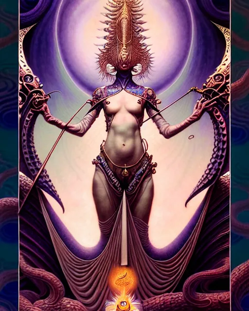 Image similar to the empress tarot card, fantasy character portrait made of fractals, ultra realistic, wide angle, intricate details, the fifth element artifacts, highly detailed by peter mohrbacher, hajime sorayama, wayne barlowe, boris vallejo, aaron horkey, gaston bussiere, craig mullins