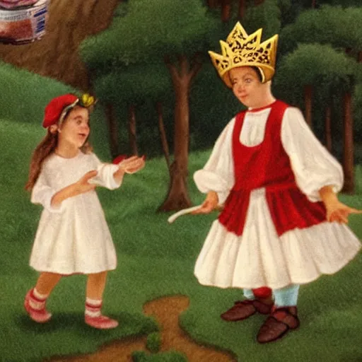 Image similar to jack and jill went up a hill to fetch a pail of water, jack fell down and broke his crown and jill came tumbling after