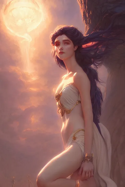 Prompt: goddess of the twilight, highly detailed, digital painting, artstation, concept art, smooth, sharp focus, illustration, unreal engine 5, 8 k, art by artgerm and greg rutkowski and edgar maxence