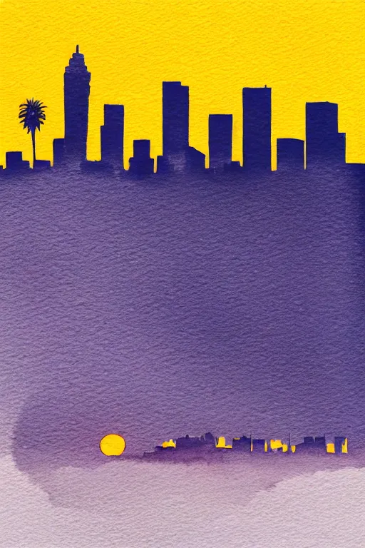 Prompt: minimalist watercolor art of los angeles at sunset, illustration, vector art