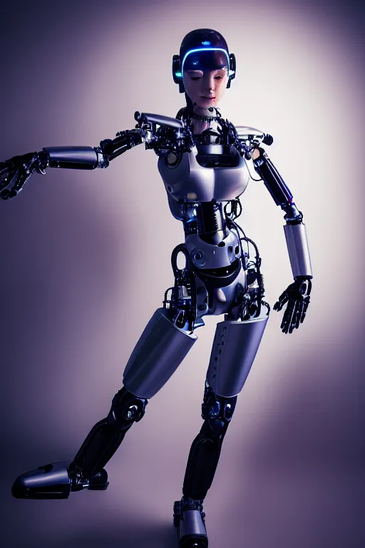 Prompt: cybernetic high tech catgirl, sci - fi, cyberpunk, futurism, exoskeleton, strong artificial intelligence, symmetry, cinematic, elegant, luxury, professional studio light, perfect composition, dlsr photography, sharp focus, 8 k, ultra hd, sense of awe, highly detailed, hyper realistic, intricate, science journal cover