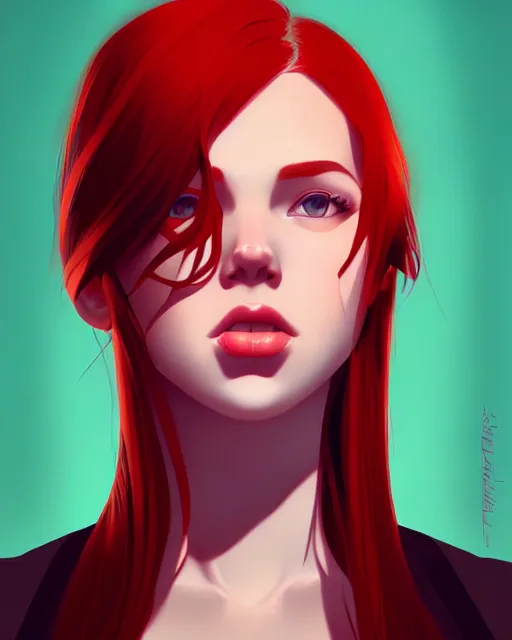 Prompt: a detailed portrait of an attractive woman with red hair and freckles by ilya kuvshinov, digital art, dramatic lighting, dramatic angle
