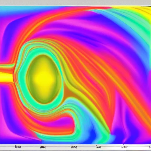 Image similar to a CFD Simulation of a spaceshuttle, Colourful, Multiphase flow