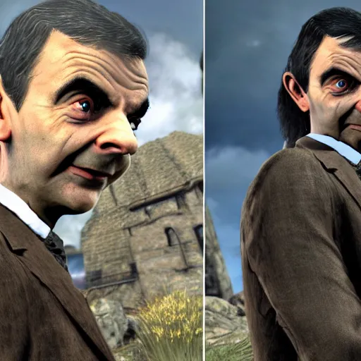 Image similar to mr bean in skyrim