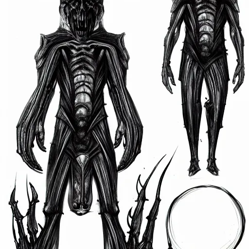 human inspired by HR Giger, Character reference Sheet | Stable ...