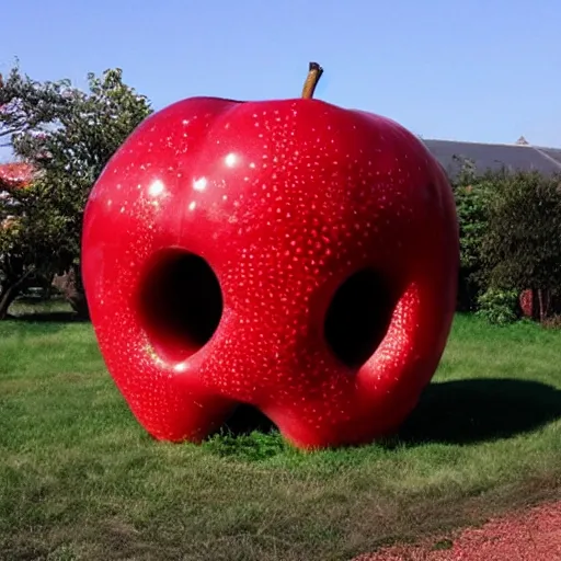 Prompt: house in a giant apple in the style of Zhang Yin