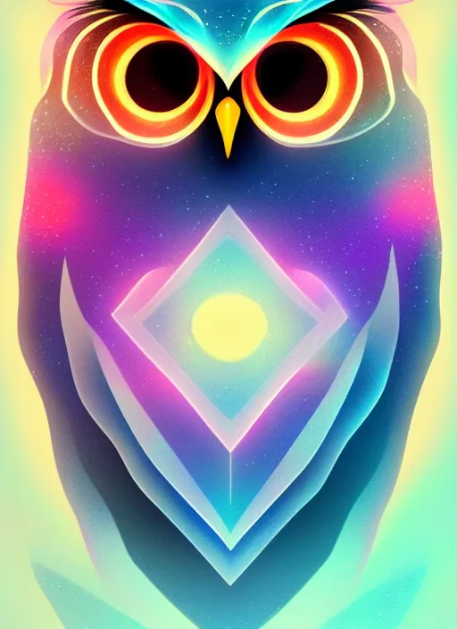 Image similar to symmetry!! product render poster vivid colors divine proportion owl, ice and snow, glowing fog intricate, elegant, highly detailed, digital painting, artstation, concept art, smooth, sharp focus, illustration,