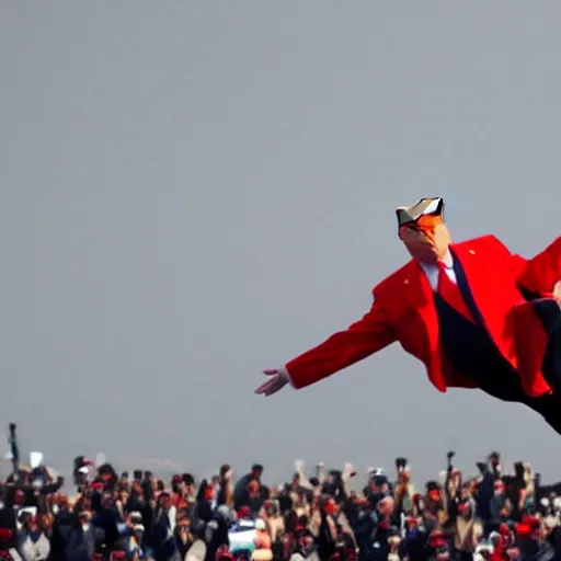 Image similar to donald trump flying in the air