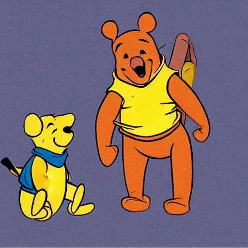 Prompt: winnie the pooh dying, in the style of winnie the pooh cartoon