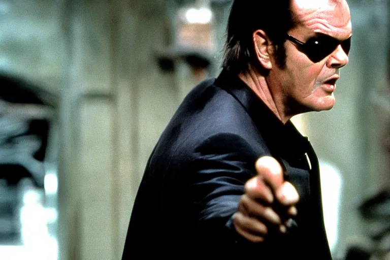 Image similar to Jack Nicholson as neo in the matrix