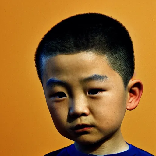 Image similar to dramatic portrait of chinese boy buzz cut, in the style of the simpsons