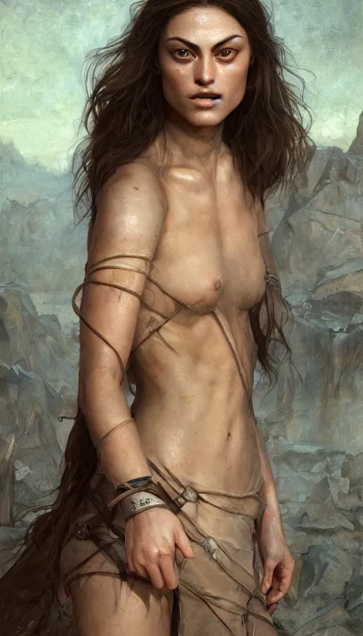 Image similar to epic masterpiece phoebe tonkin, sweaty skin, hyperrealistic, octane render, cinematic, beautiful face and flawless skin, perfect hands, 5 fingers, by edgar maxence and ross tran and michael whelan, legends of runeterra