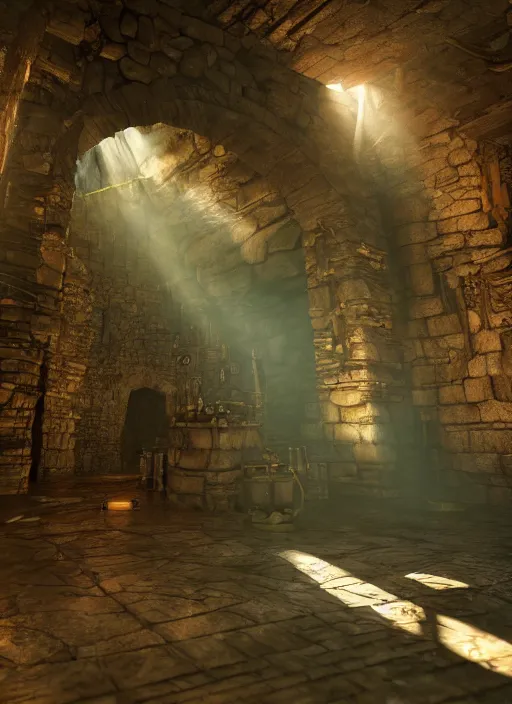 Image similar to dungeon jail bars, ultra detailed fantasy, elden ring, realistic, dnd, rpg, lotr game design fanart by concept art, behance hd, artstation, deviantart, global illumination radiating a glowing aura global illumination ray tracing hdr render in unreal engine 5