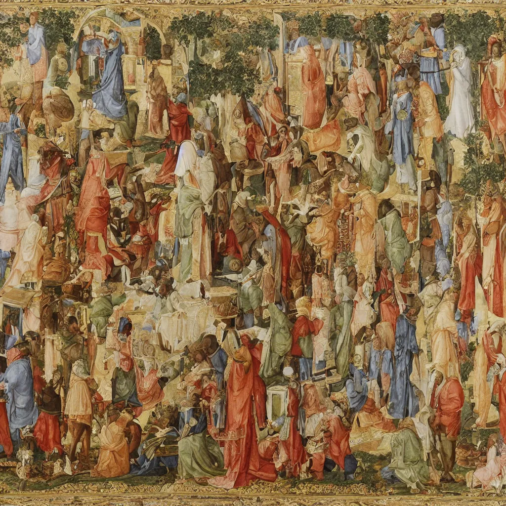 Prompt: a single large shopping cart in a moorish fresco