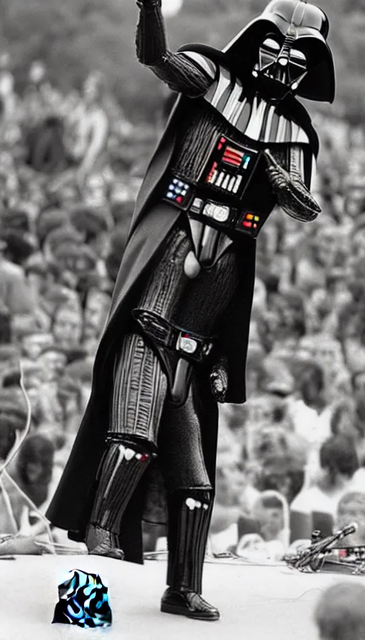 Image similar to darth vader performing at woodstock