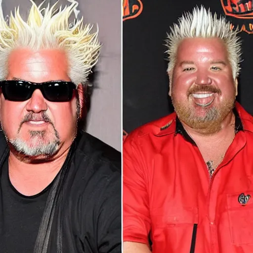 Image similar to olivia munn and guy fieri cooking in a restaurant