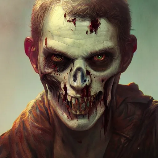 Prompt: painting painting of a male zombie, ultra realistic, concept art, intricate details, eerie, highly detailed, photorealistic, octane render, 8 k, unreal engine. art by artgerm and greg rutkowski and alphonse mucha