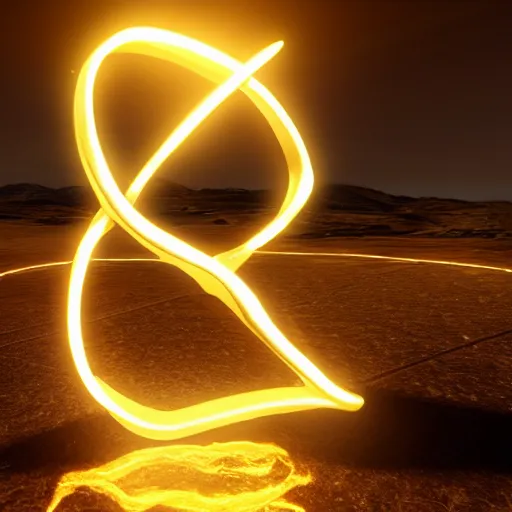 Image similar to glowing golden infinity symbol unreal engine