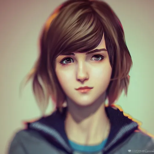 Prompt: a selfie of max caulfield, fantasy, intricate, young and cute, highly detailed, digital painting, artstation, concept art, smooth, sharp focus, illustration, unreal engine, life is strange, Edouard Caplain