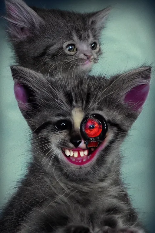 Image similar to vampire kitten riot hyperreal hilarious maelstrom