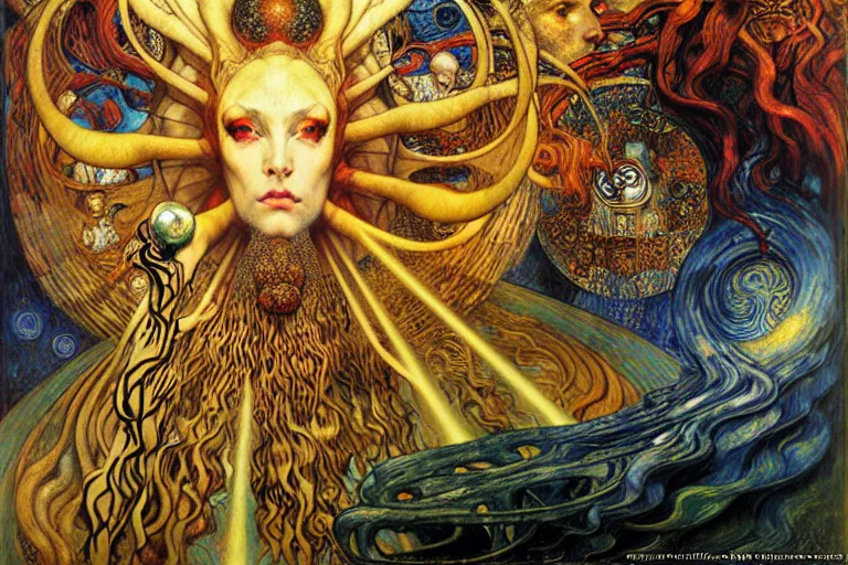 Image similar to Divine Chaos Engine by Karol Bak, Jean Delville, William Blake, Gustav Klimt, and Vincent Van Gogh, symbolist, visionary