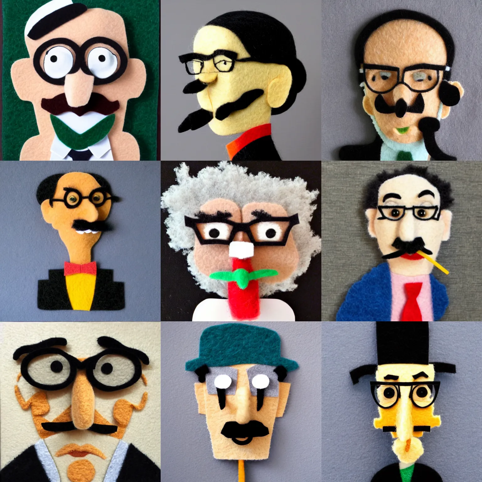 Prompt: groucho marx made out of felt
